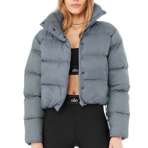 ALO yoga Gold Rush Puffer in Steel Blue